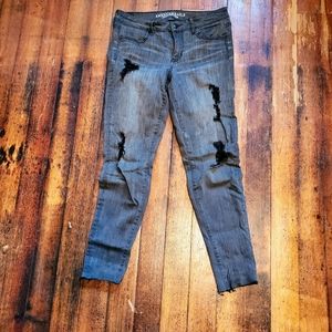 American Eagle grey distressed jeans